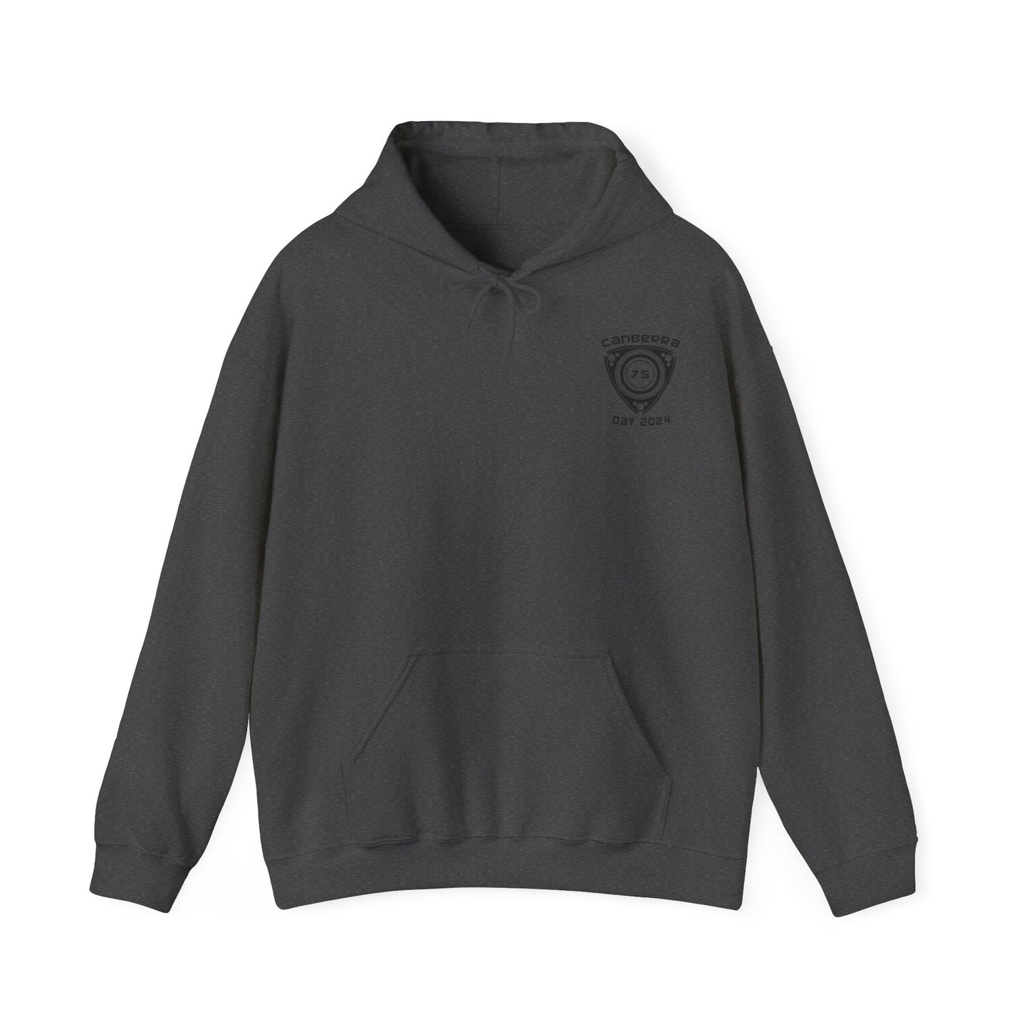 Canberra 7s Day - Gildan Unisex Hoodie - Branded 7s Logo with a water colour Mazda RX-7 (Standard)