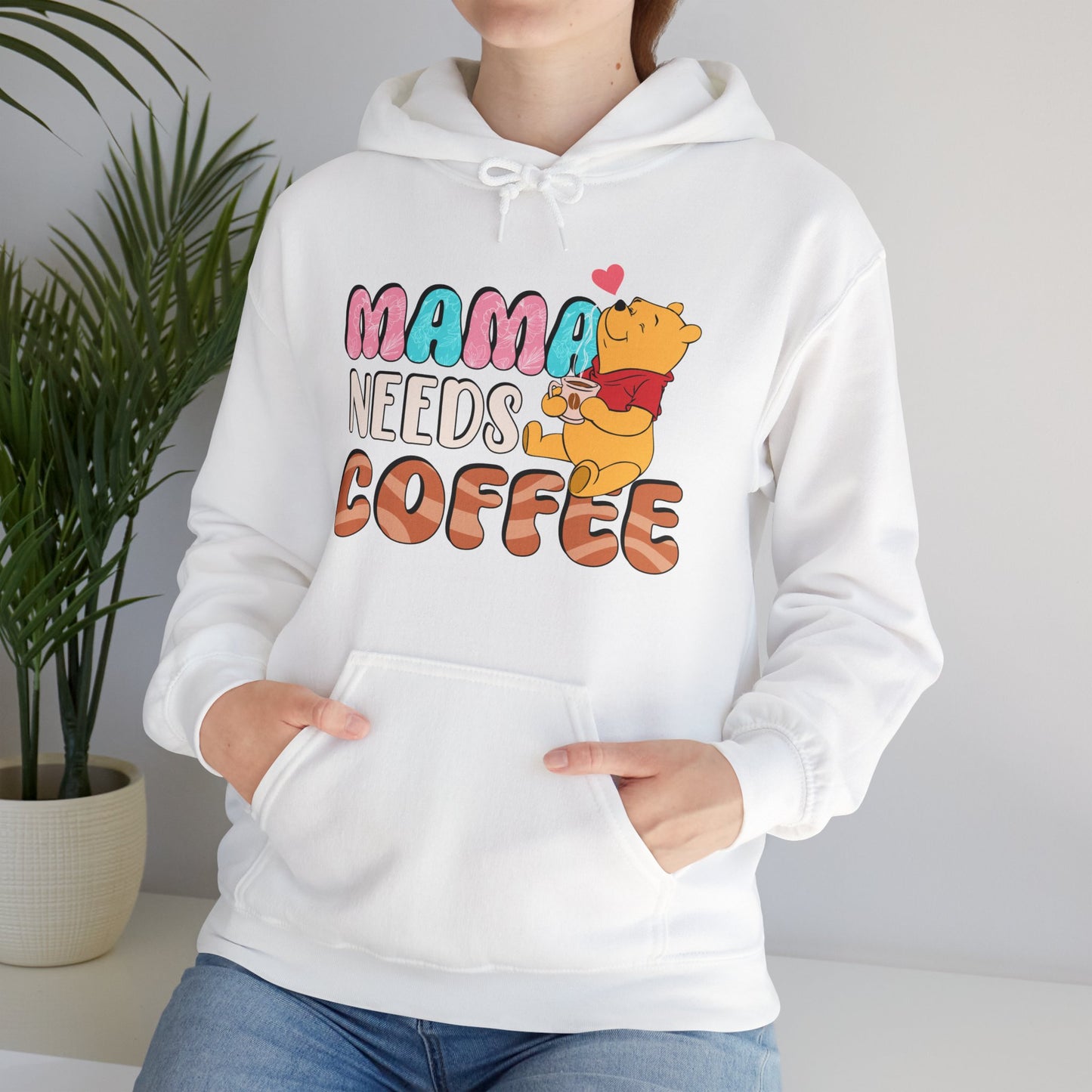 One Off Designs - Unisex Heavy Blend Hoodie - Mama Need Coffee Pooh Bear