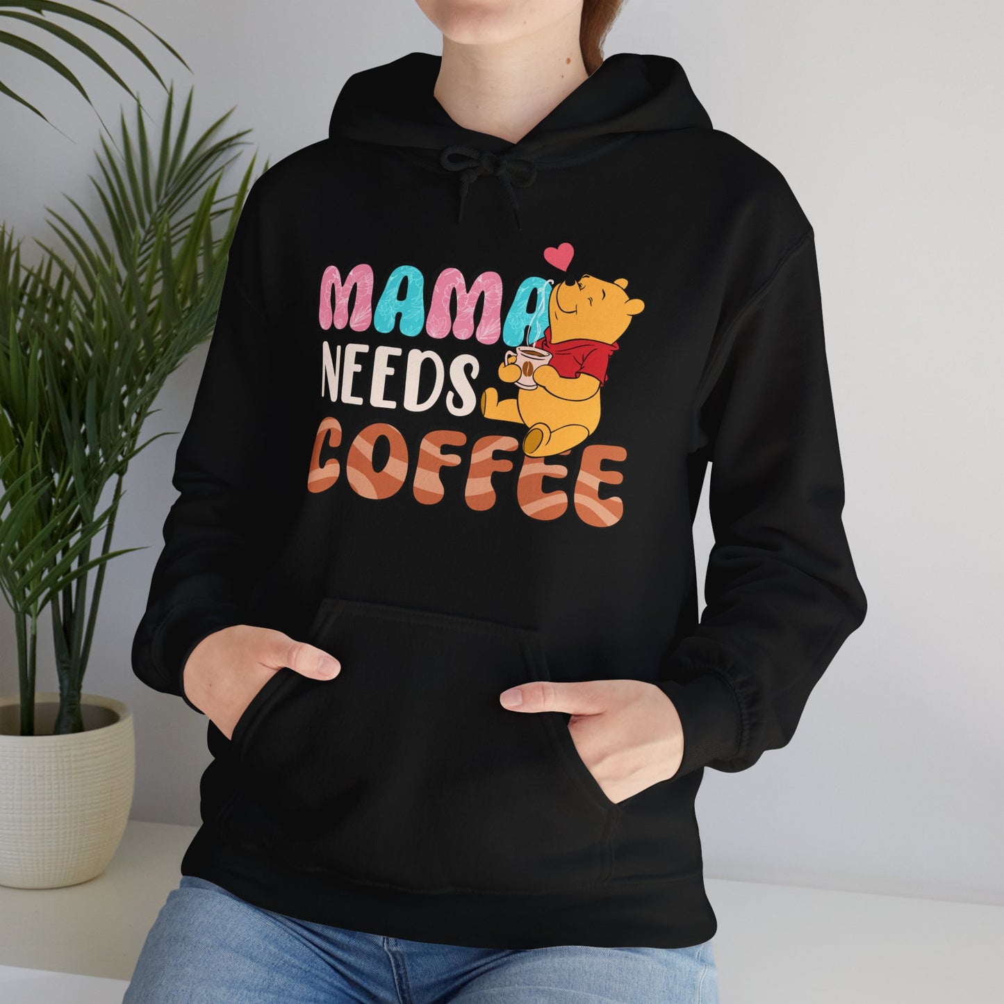 One Off Designs - Unisex Heavy Blend Hoodie - Mama Need Coffee Pooh Bear